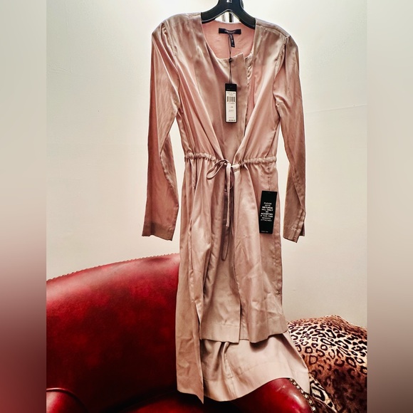 BCBGMAXAZRIA Jourdyn Hazelnut Zip-Up Tie-Waist Shirtdress, Relaxed Fit, XXS, NWT - Picture 3 of 9